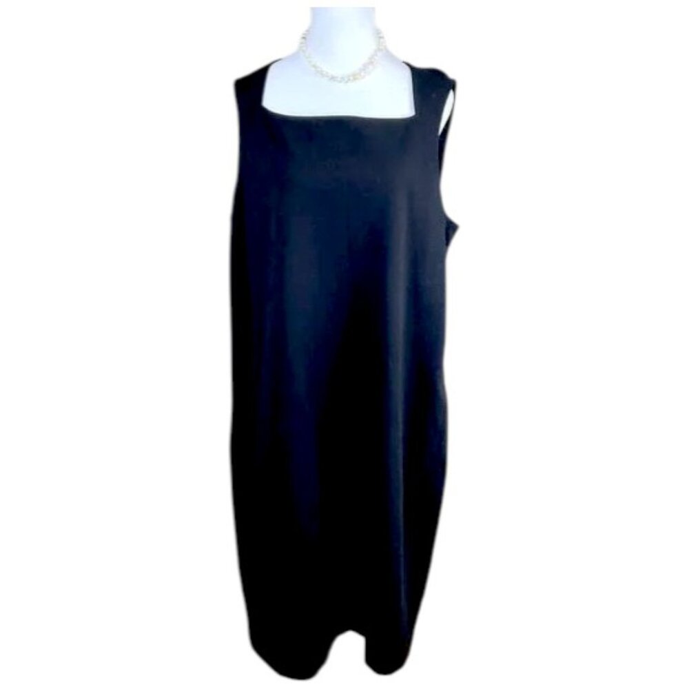 Eileen Fisher Dress Sheath Ponte Knit Black (XL)
